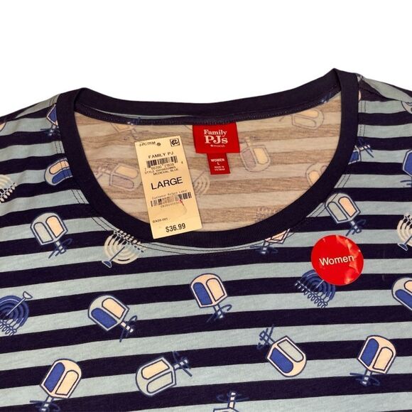 Family Pajamas Women's Matching Family Hanukkah Pajama Shirt Medieval Blue L - Picture 3 of 6